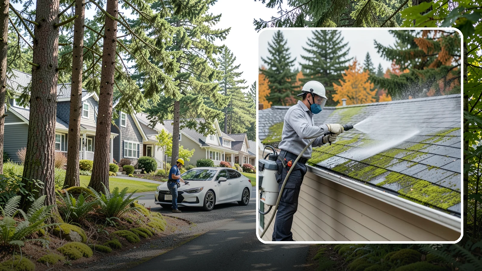 House Wash & Roof Cleaning Package in Normandy Park, King County, WA - We combine a full house soft wash with a roof cleaning to tackle the two biggest algae targets on your Washington home in one...