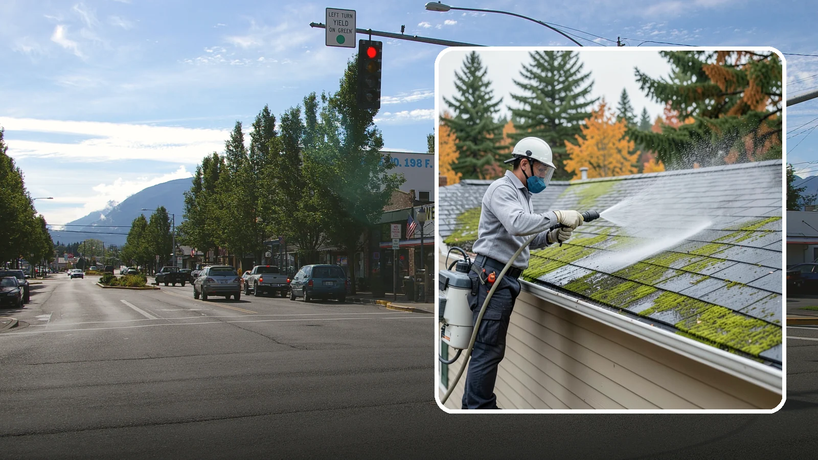 House Wash & Roof Cleaning Package in North Bend, King County, WA - We combine a full house soft wash with a roof cleaning to tackle the two biggest algae targets on your Washington home in one...