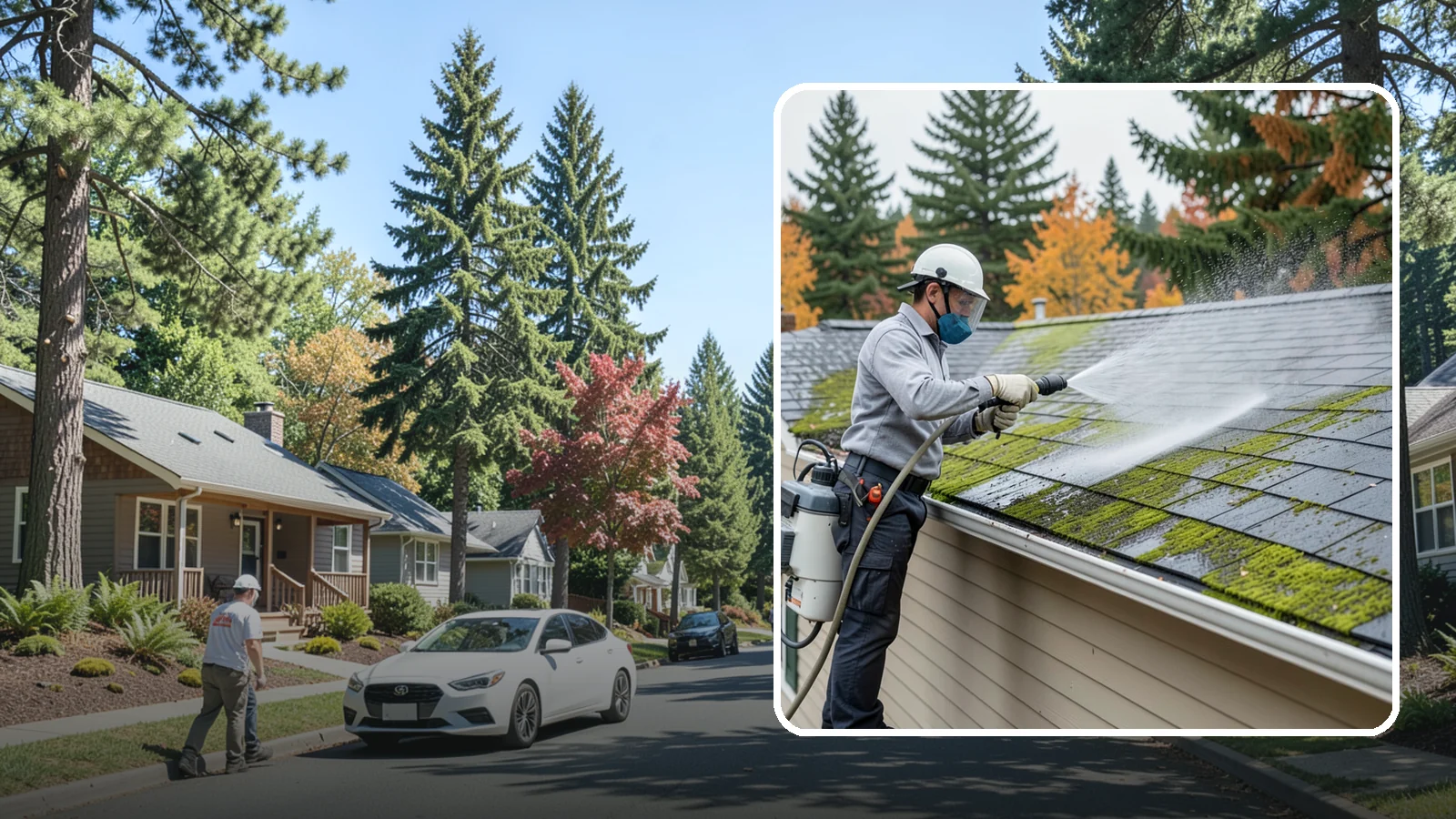 House Wash & Roof Cleaning Package in Orting, Pierce County, WA - We combine a full house soft wash with a roof cleaning to tackle the two biggest algae targets on your Washington home in one...