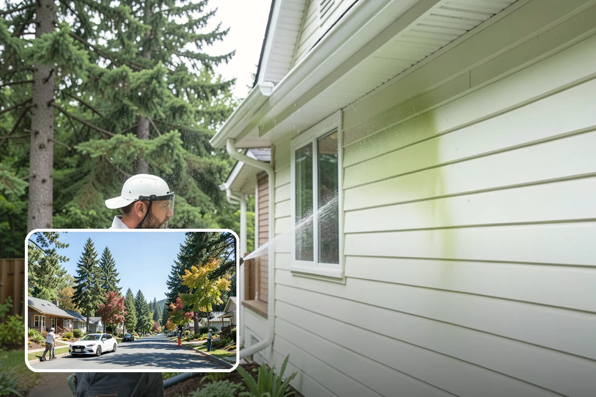 House Wash & Roof Cleaning Package in Orting, Pierce County, WA - Addresses the two fastest-greening surfaces in one trip