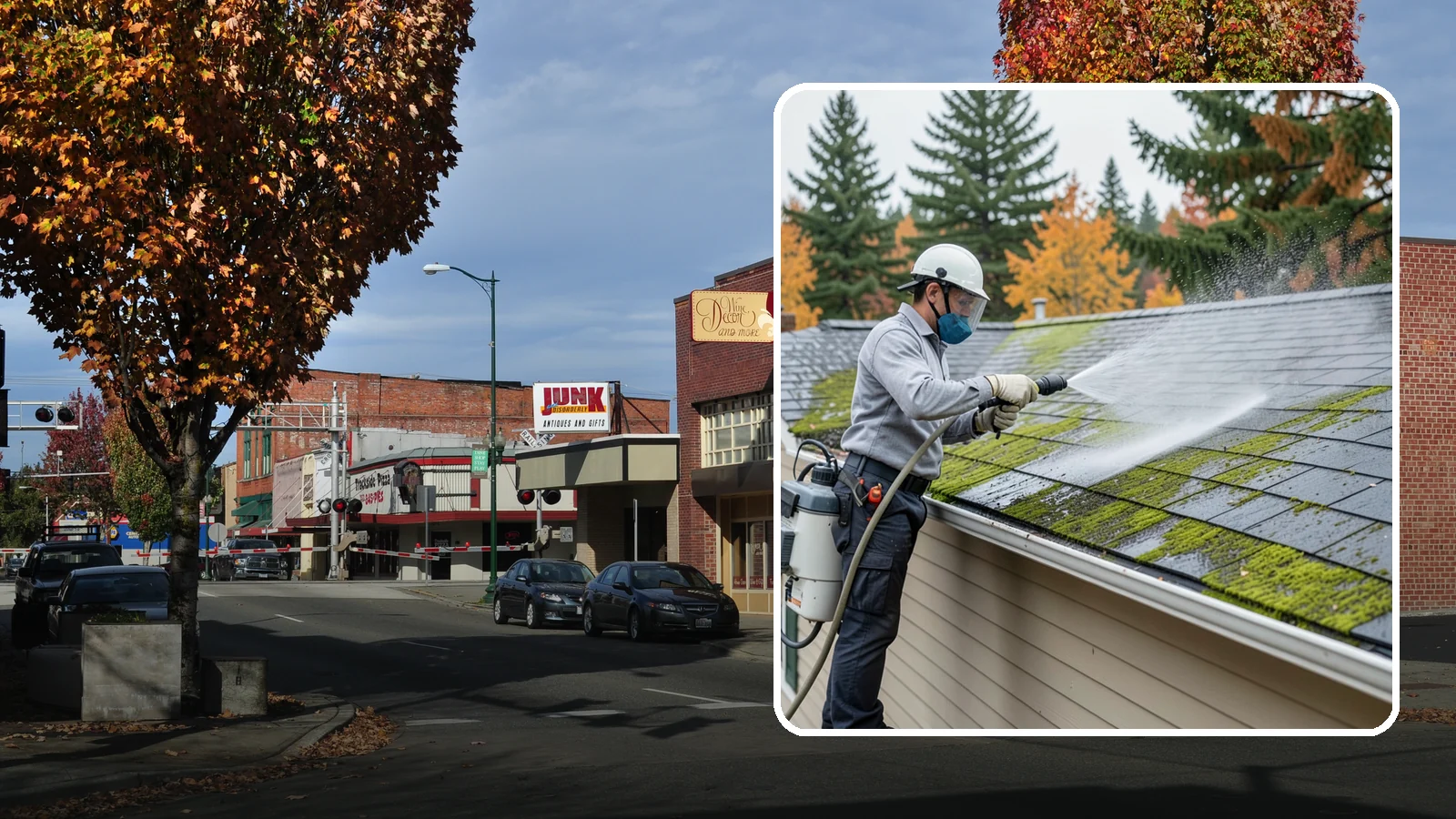 House Wash & Roof Cleaning Package in Puyallup, Pierce County, WA - We combine a full house soft wash with a roof cleaning to tackle the two biggest algae targets on your Washington home in one...