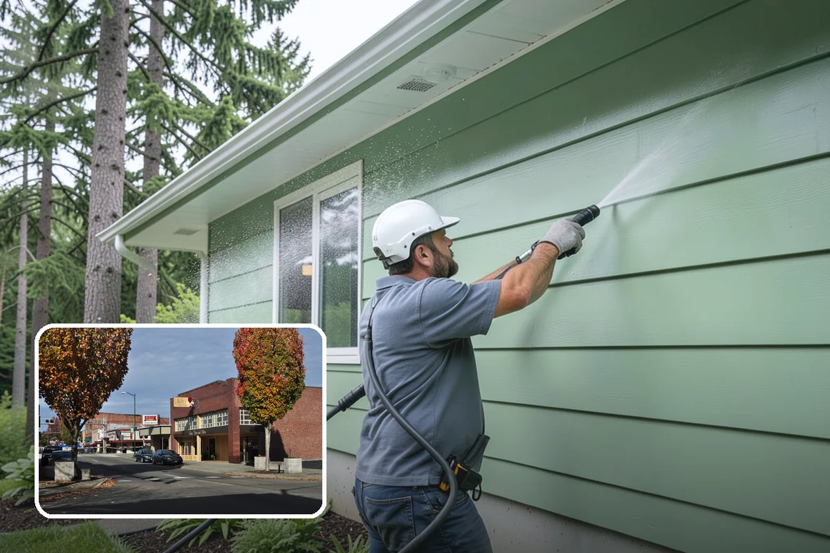 House Wash & Roof Cleaning Package in Puyallup, Pierce County, WA - Addresses the two fastest-greening surfaces in one trip
