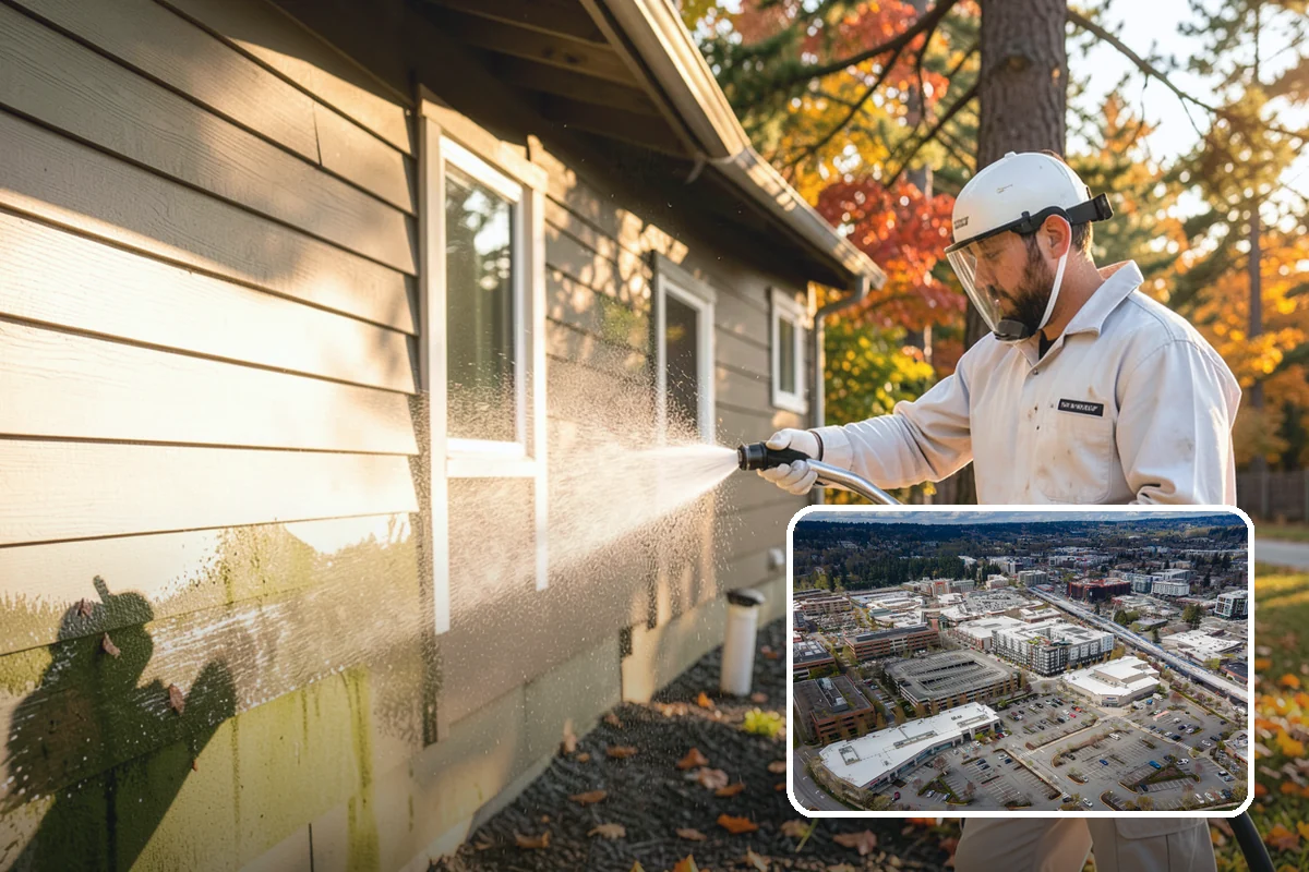 House Wash & Roof Cleaning Package in Redmond, King County, WA - Addresses the two fastest-greening surfaces in one trip