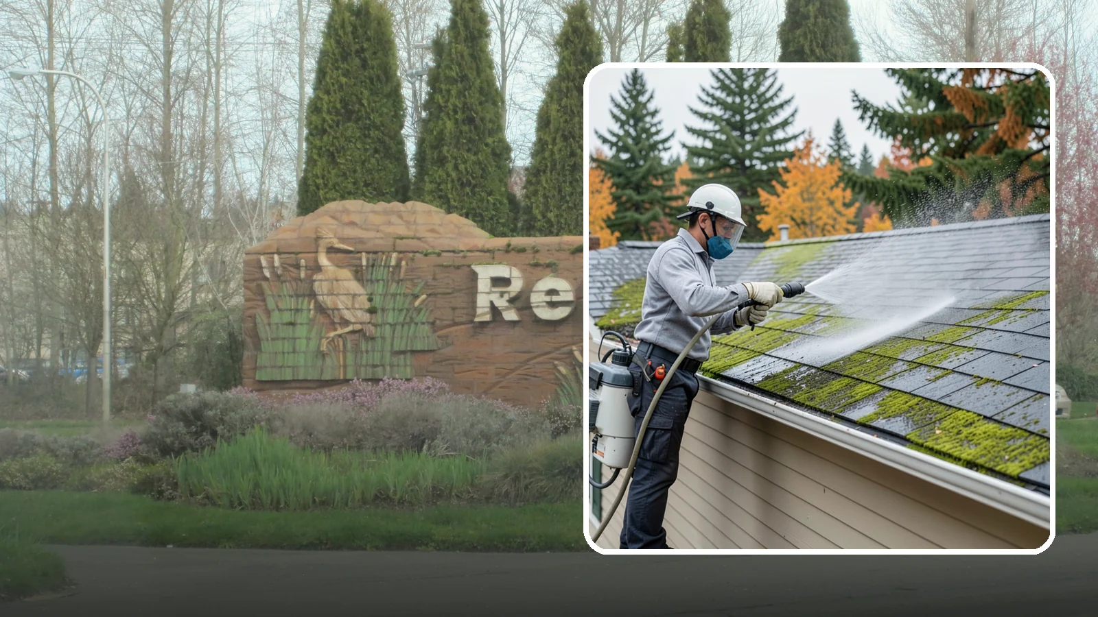 House Wash & Roof Cleaning Package in Renton, King County, WA - We combine a full house soft wash with a roof cleaning to tackle the two biggest algae targets on your Washington home in one...