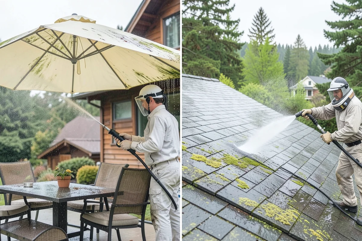 House Wash & Roof Cleaning Package in Roy, Pierce County, WA - Protect landscaping and inspect roof and siding