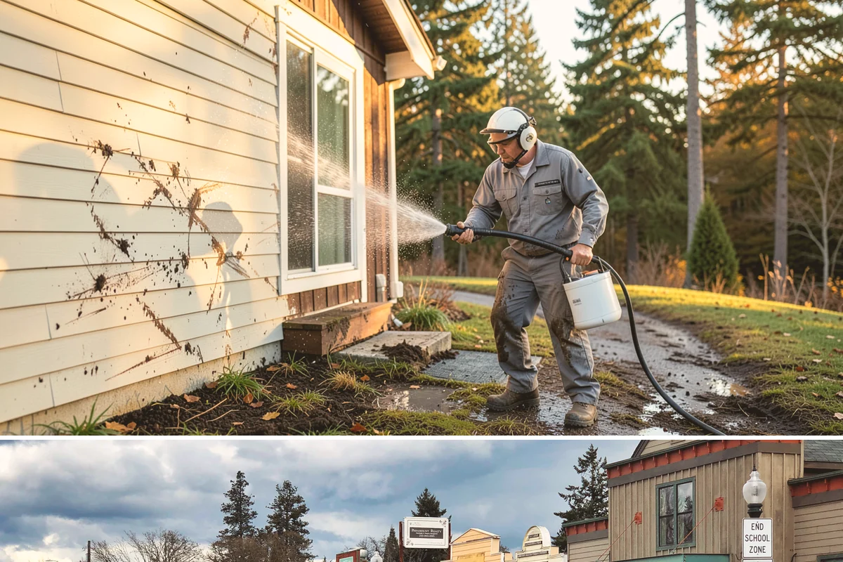 House Wash & Roof Cleaning Package in Roy, Pierce County, WA - Book this package in late spring or summer when a stretch of dry days lets both surfaces cure clean.