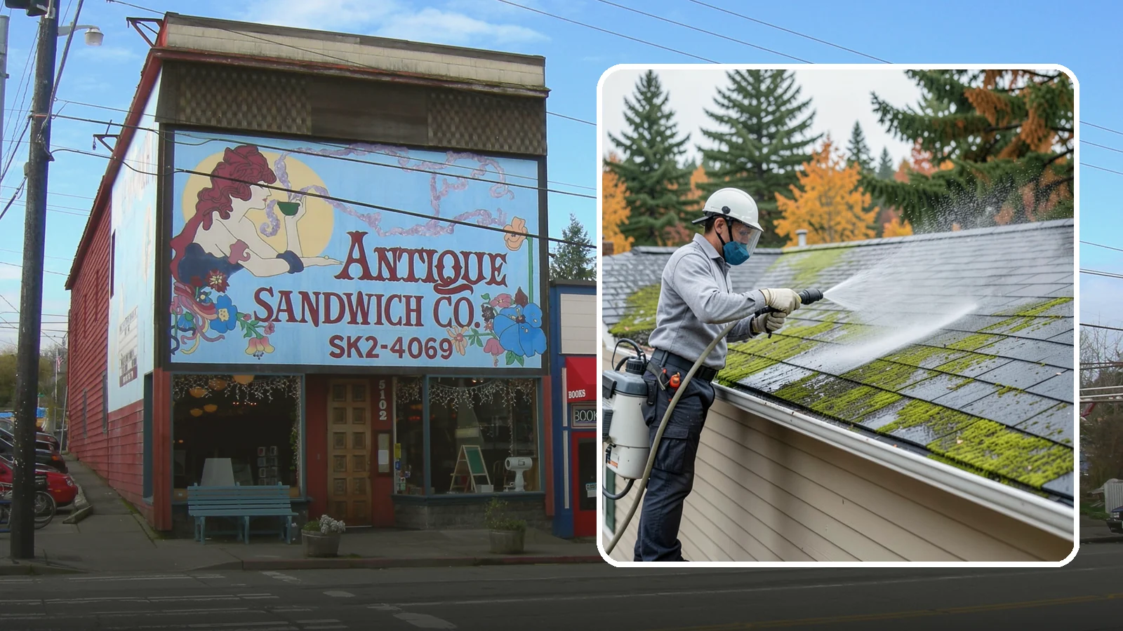 House Wash & Roof Cleaning Package in Ruston, Pierce County, WA - We combine a full house soft wash with a roof cleaning to tackle the two biggest algae targets on your Washington home in one...