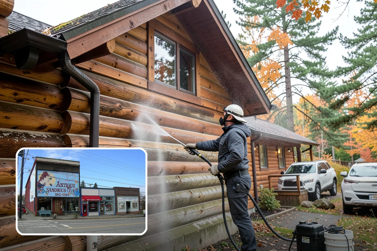 House Wash & Roof Cleaning Package in Ruston, Pierce County, WA - Addresses the two fastest-greening surfaces in one trip