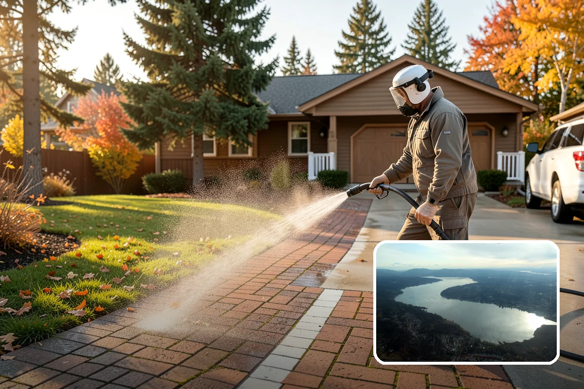 House Wash & Roof Cleaning Package in Sammamish, King County, WA - Addresses the two fastest-greening surfaces in one trip
