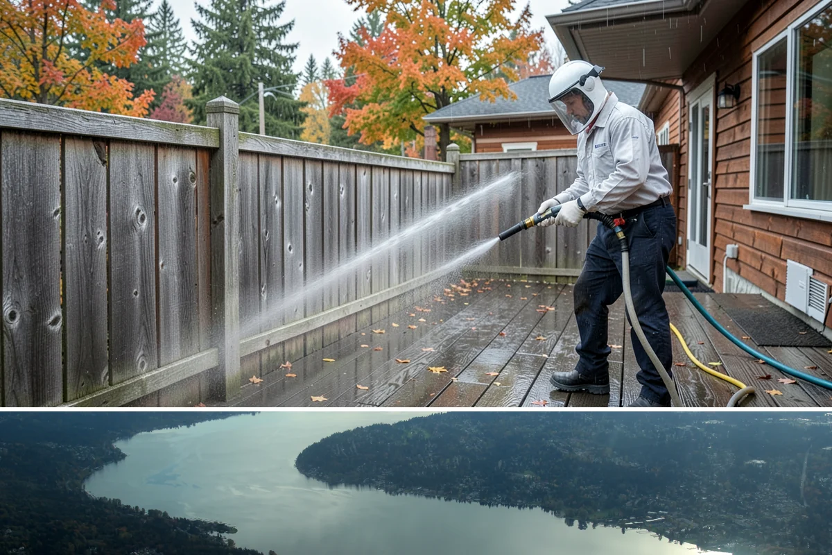 House Wash & Roof Cleaning Package in Sammamish, King County, WA - Book this package in late spring or summer when a stretch of dry days lets both surfaces cure clean.