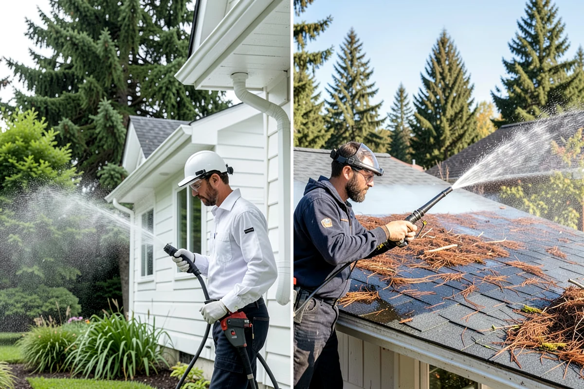 House Wash & Roof Cleaning Package in SeaTac, King County, WA - Protect landscaping and inspect roof and siding