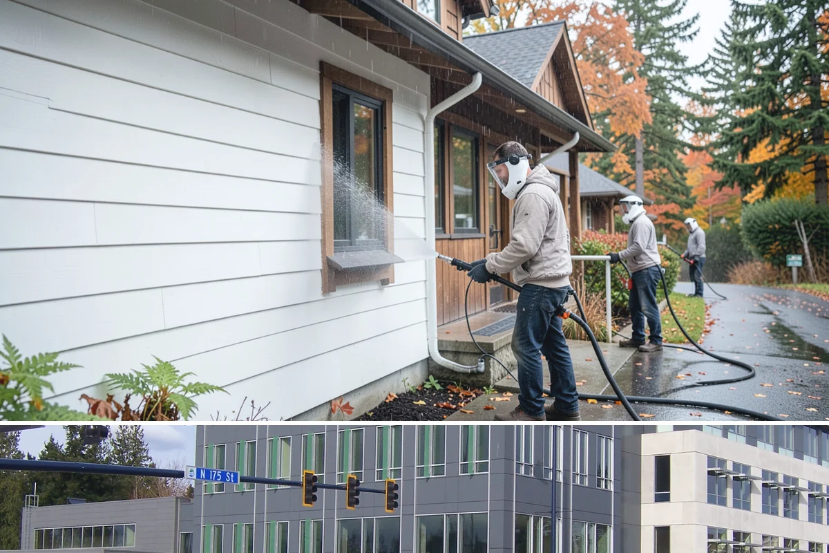 House Wash & Roof Cleaning Package in Shoreline, King County, WA - Book this package in late spring or summer when a stretch of dry days lets both surfaces cure clean.