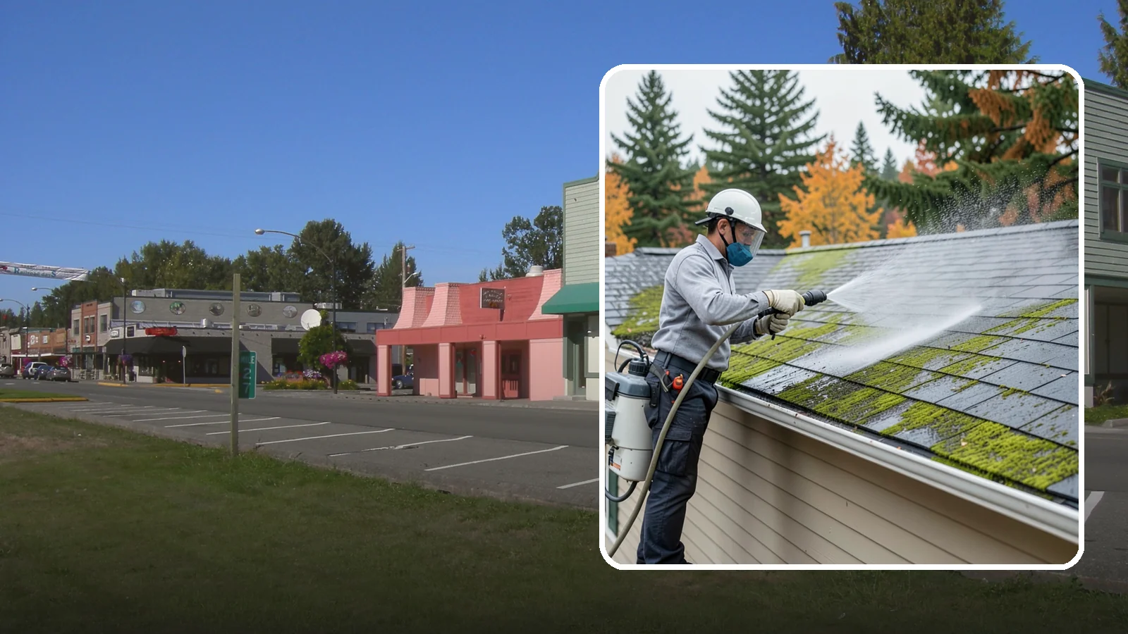 House Wash & Roof Cleaning Package in Snoqualmie, King County, WA - We combine a full house soft wash with a roof cleaning to tackle the two biggest algae targets on your Washington home in one...