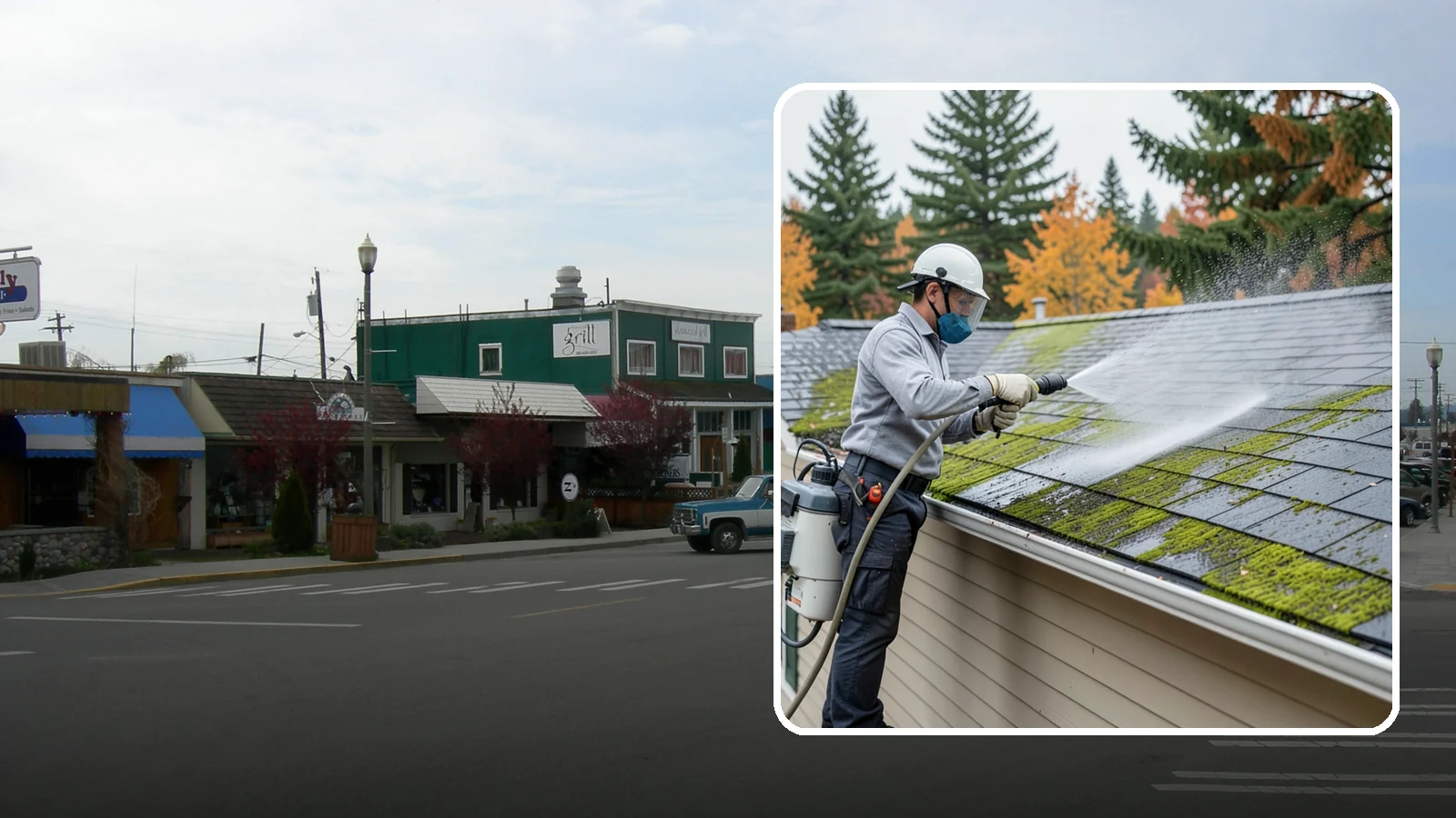House Wash & Roof Cleaning Package in Stanwood, Snohomish County, WA - We combine a full house soft wash with a roof cleaning to tackle the two biggest algae targets on your Washington home in one...