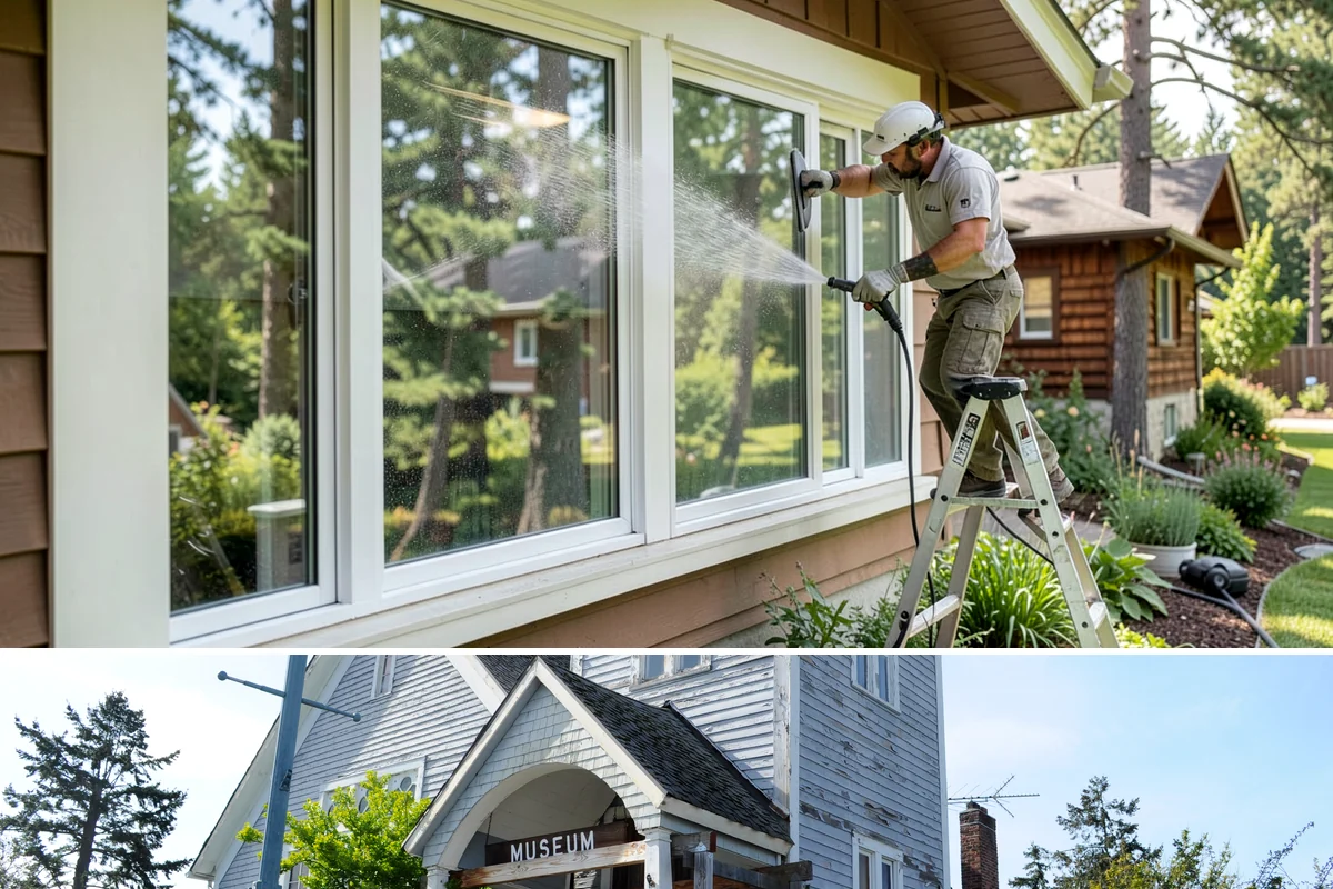 House Wash & Roof Cleaning Package in Steilacoom, Pierce County, WA - Book this package in late spring or summer when a stretch of dry days lets both surfaces cure clean.