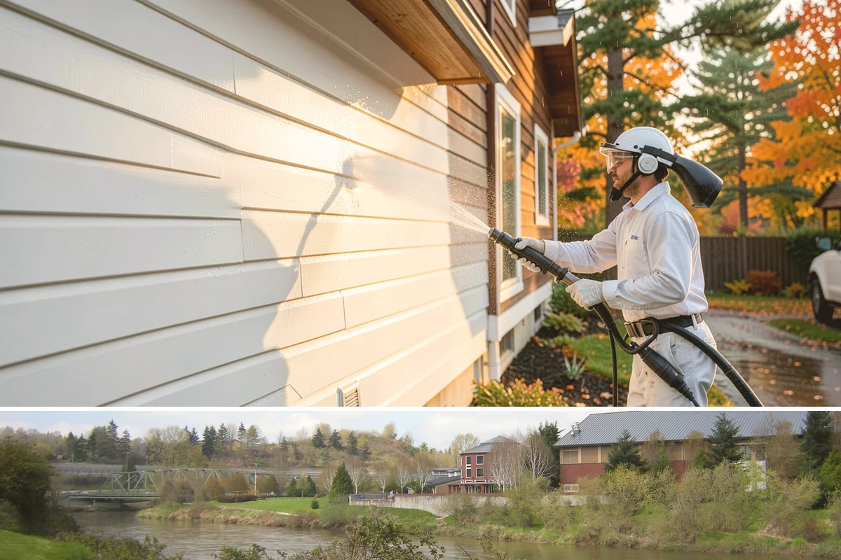 House Wash & Roof Cleaning Package in Tukwila, King County, WA - Book this package in late spring or summer when a stretch of dry days lets both surfaces cure clean.