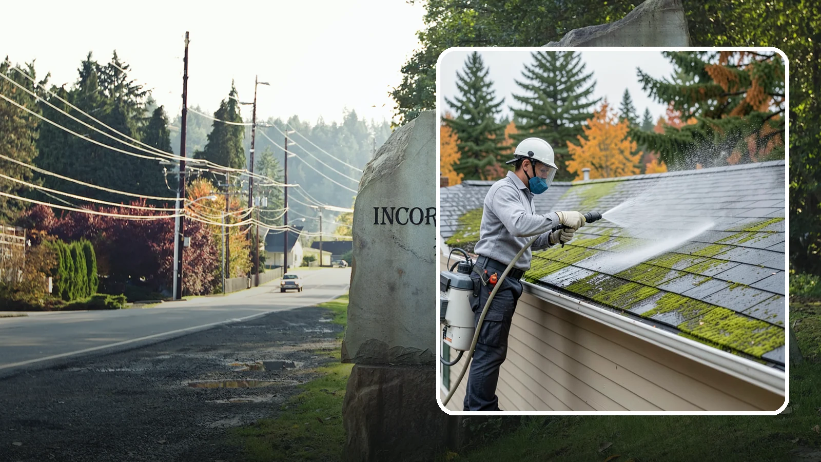 House Wash & Roof Cleaning Package in Wilkeson, Pierce County, WA - We combine a full house soft wash with a roof cleaning to tackle the two biggest algae targets on your Washington home in one...