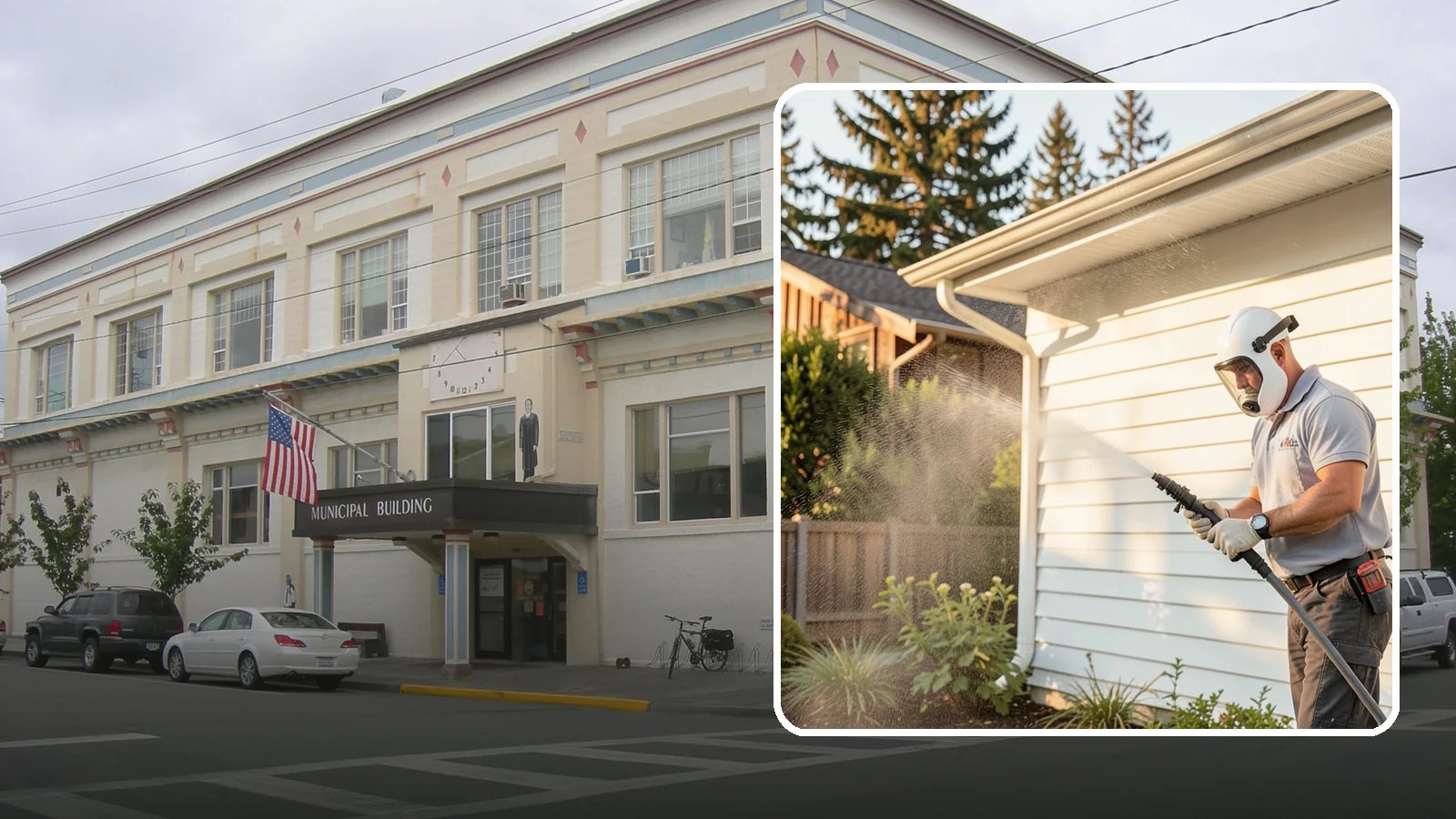 House Washing in Anacortes, Skagit County, WA - Our house washing lifts the green film, mildew, and grime that Western Washington's damp climate leaves on your siding.