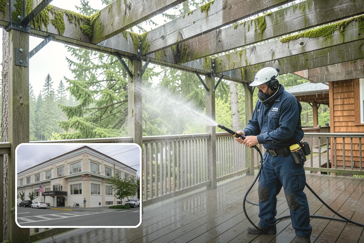 House Washing in Anacortes, Skagit County, WA - Removes the tell-tale green sheen that shade and moisture create
