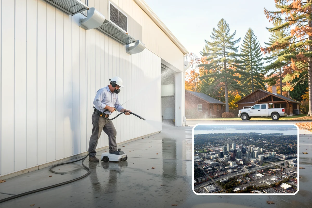 House Washing in Bellevue, King County, WA - Removes the tell-tale green sheen that shade and moisture create