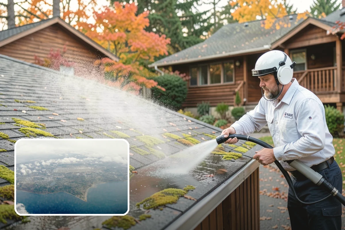 House Washing in Burien, King County, WA - Removes the tell-tale green sheen that shade and moisture create