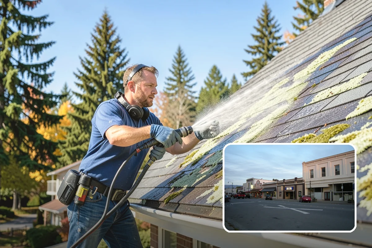 House Washing in Burlington, Skagit County, WA - Removes the tell-tale green sheen that shade and moisture create
