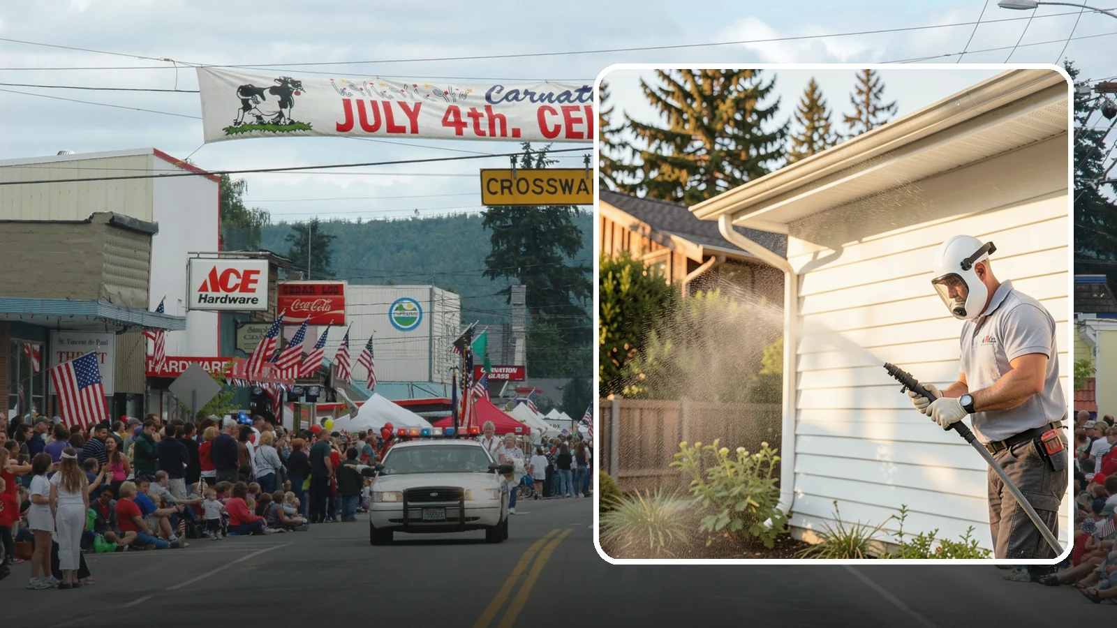 House Washing in Carnation, King County, WA - Our house washing lifts the green film, mildew, and grime that Western Washington's damp climate leaves on your siding.