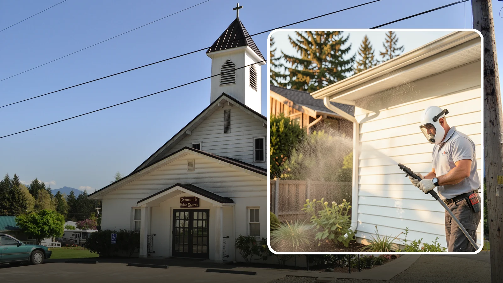 House Washing in Concrete, Skagit County, WA - Our house washing lifts the green film, mildew, and grime that Western Washington's damp climate leaves on your siding.