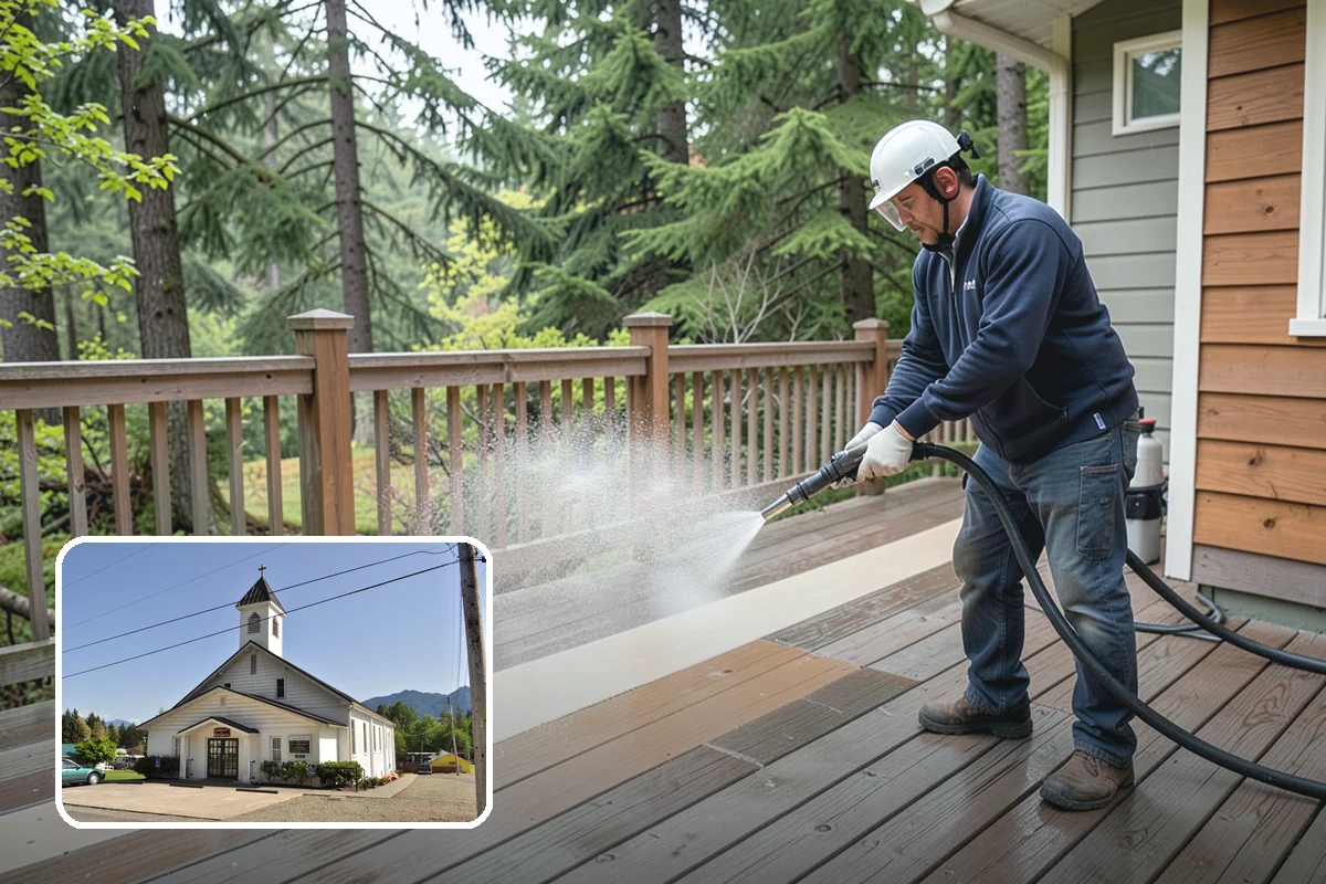 House Washing in Concrete, Skagit County, WA - Removes the tell-tale green sheen that shade and moisture create