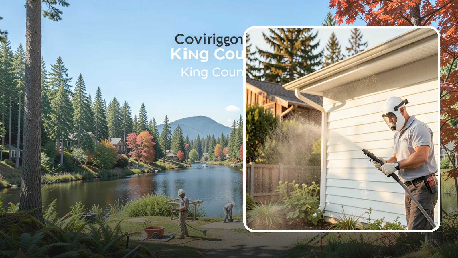 House Washing in Covington, King County, WA - Our house washing lifts the green film, mildew, and grime that Western Washington's damp climate leaves on your siding.