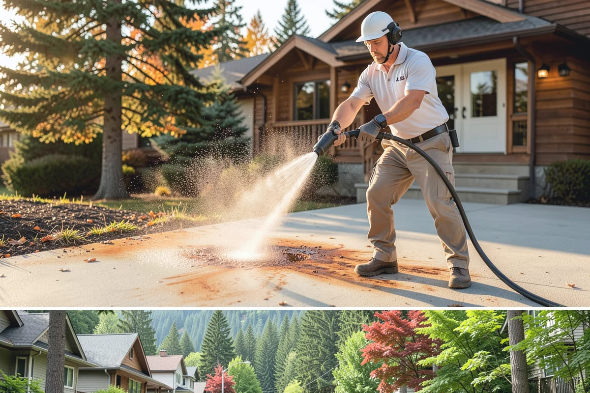 House Washing in Darrington, Snohomish County, WA - Late spring through early fall gives the driest windows for treatment to dwell and dry properly before the next rain.