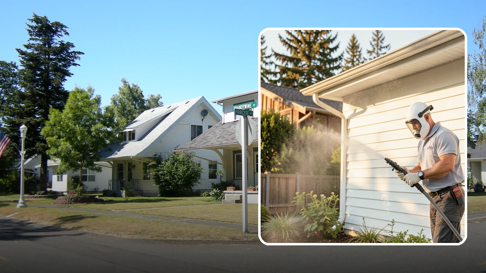House Washing in DuPont, Pierce County, WA - Our house washing lifts the green film, mildew, and grime that Western Washington's damp climate leaves on your siding.