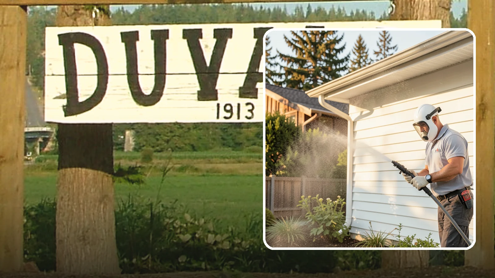 House Washing in Duvall, King County, WA - Our house washing lifts the green film, mildew, and grime that Western Washington's damp climate leaves on your siding.