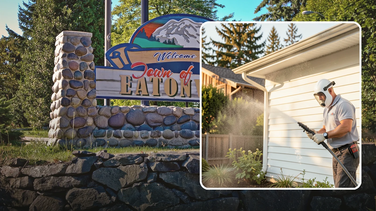 House Washing in Eatonville, Pierce County, WA - Our house washing lifts the green film, mildew, and grime that Western Washington's damp climate leaves on your siding.