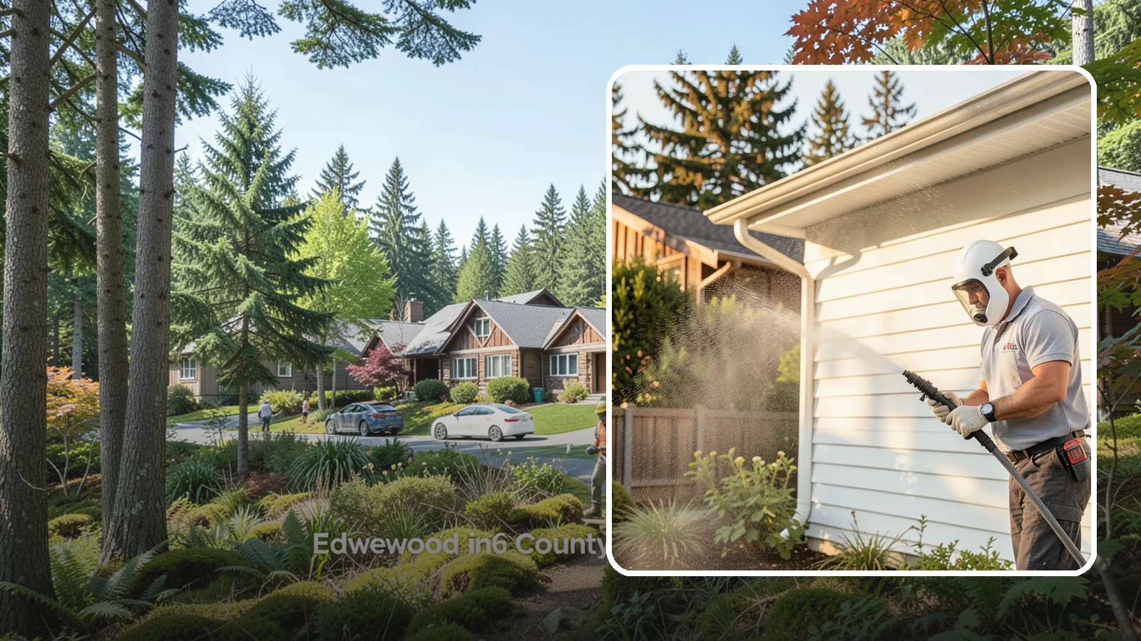 House Washing in Edgewood, Pierce County, WA - Our house washing lifts the green film, mildew, and grime that Western Washington's damp climate leaves on your siding.