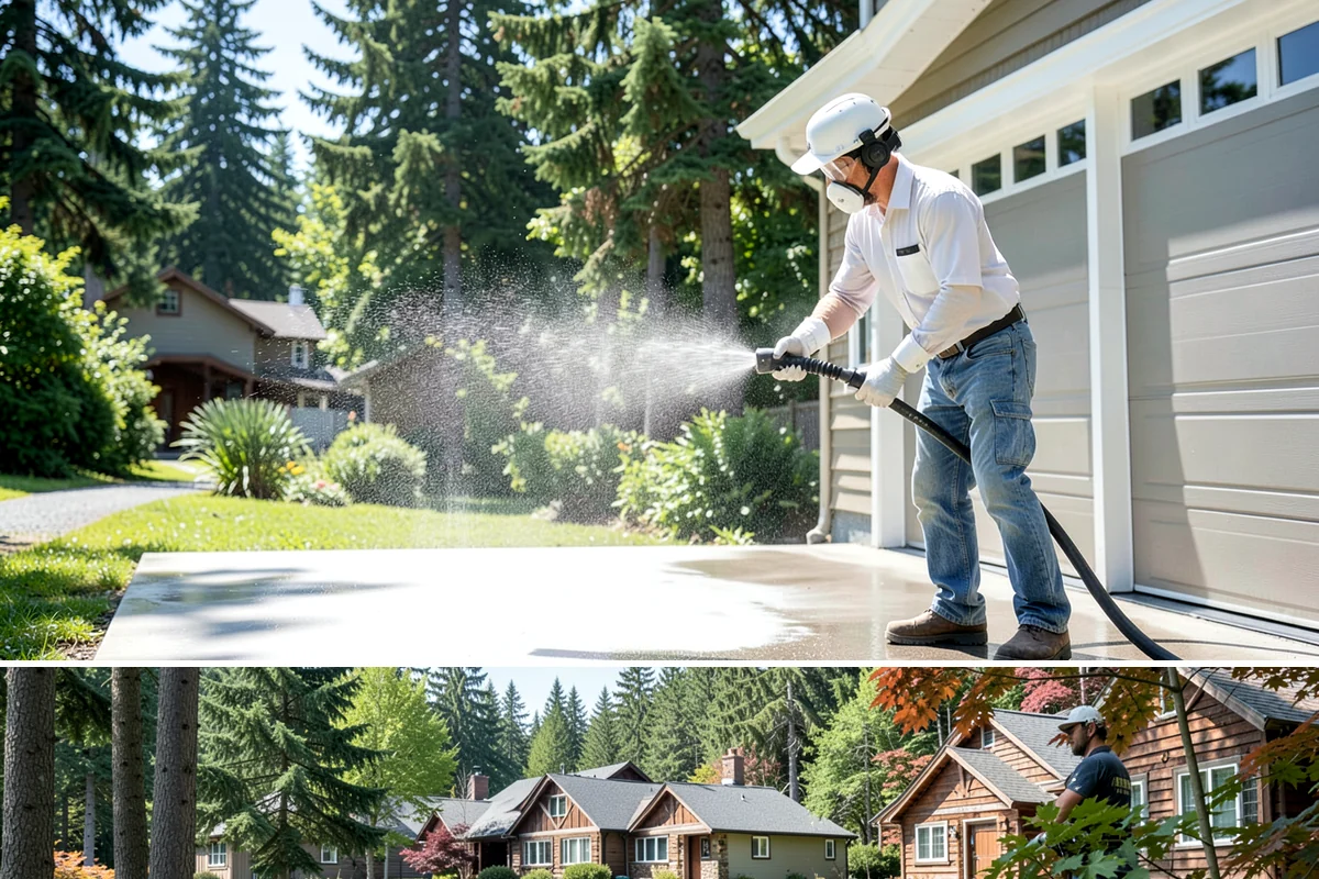 House Washing in Edgewood, Pierce County, WA - Late spring through early fall gives the driest windows for treatment to dwell and dry properly before the next rain.