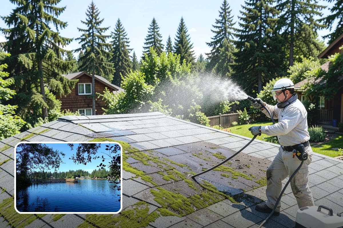 House Washing in Federal Way, King County, WA - Removes the tell-tale green sheen that shade and moisture create