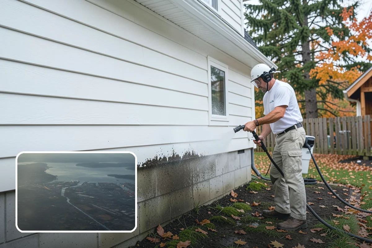 House Washing in Fife, Pierce County, WA - Removes the tell-tale green sheen that shade and moisture create