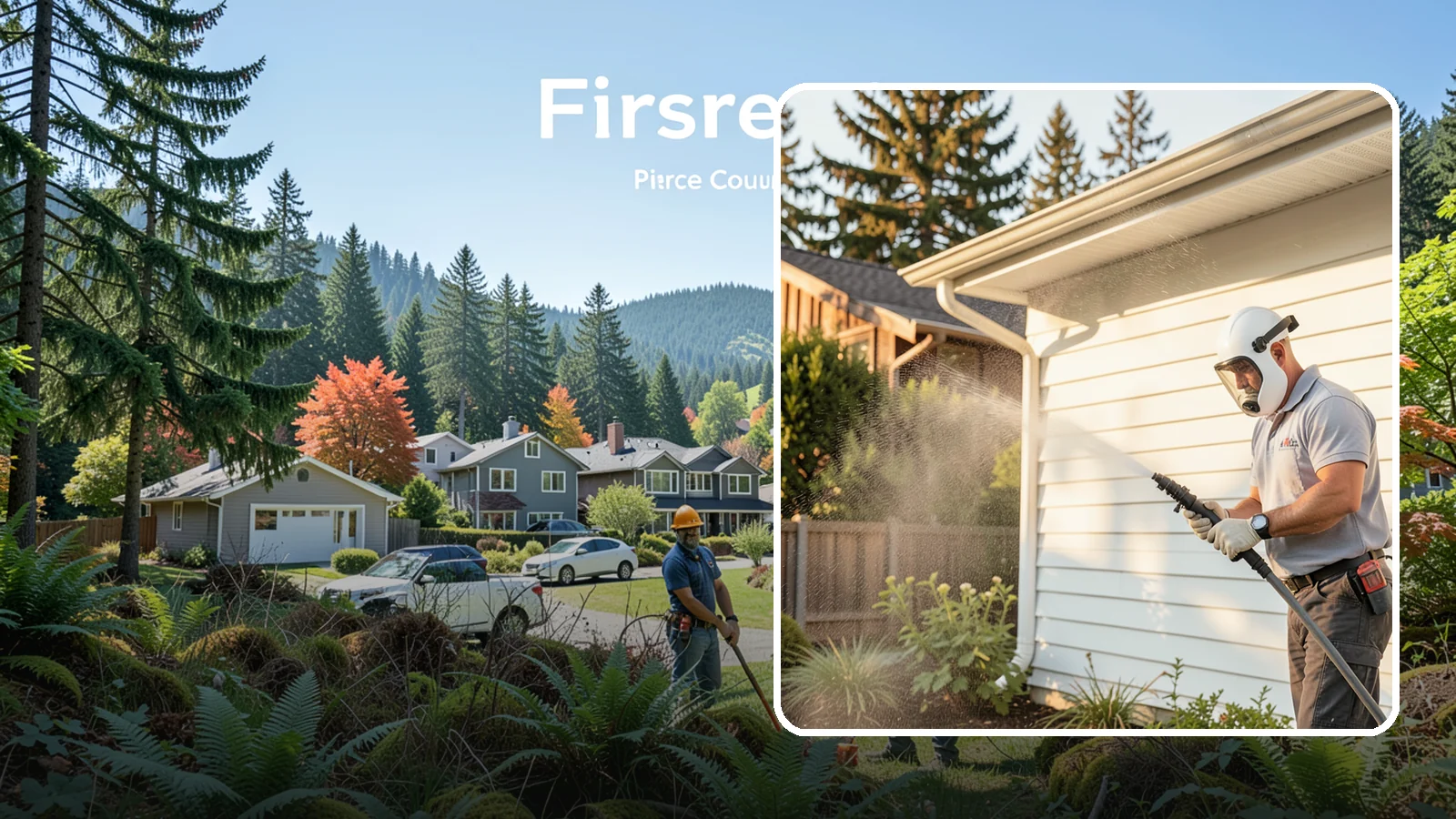 House Washing in Fircrest, Pierce County, WA - Our house washing lifts the green film, mildew, and grime that Western Washington's damp climate leaves on your siding.
