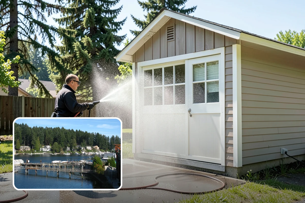 House Washing in Gig Harbor, Pierce County, WA - Removes the tell-tale green sheen that shade and moisture create