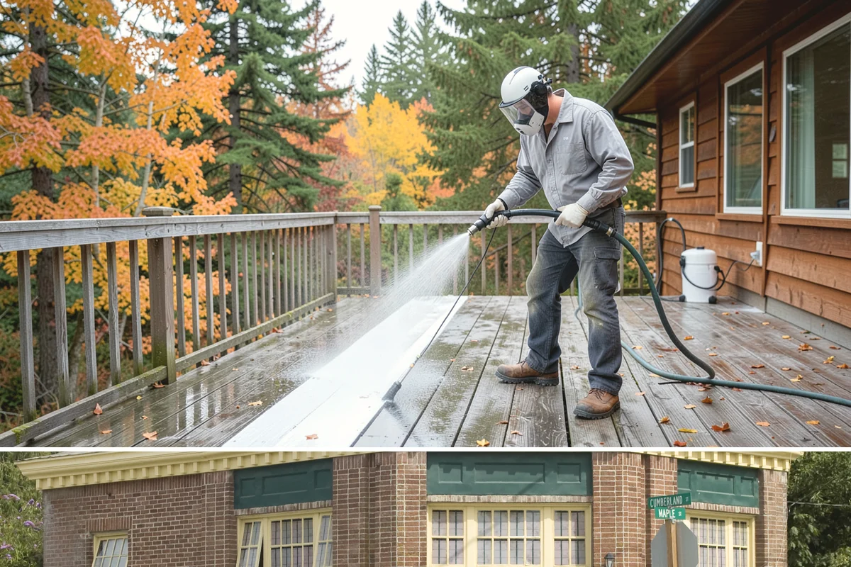 House Washing in Hamilton, Skagit County, WA - Late spring through early fall gives the driest windows for treatment to dwell and dry properly before the next rain.