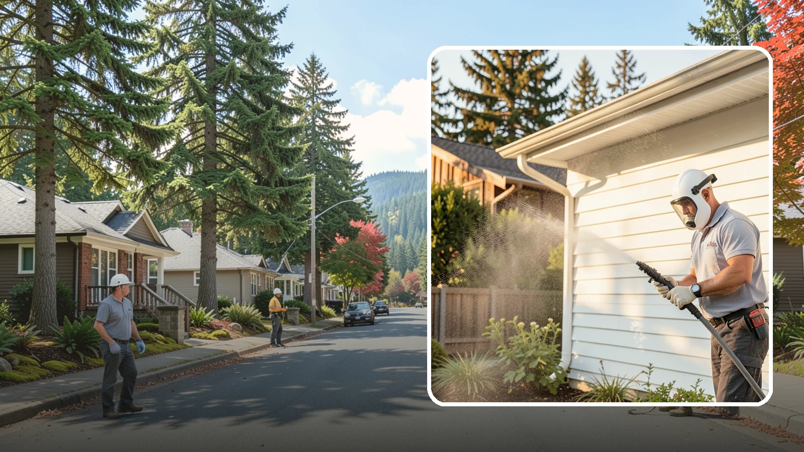 House Washing in Hunts Point, King County, WA - Our house washing lifts the green film, mildew, and grime that Western Washington's damp climate leaves on your siding.