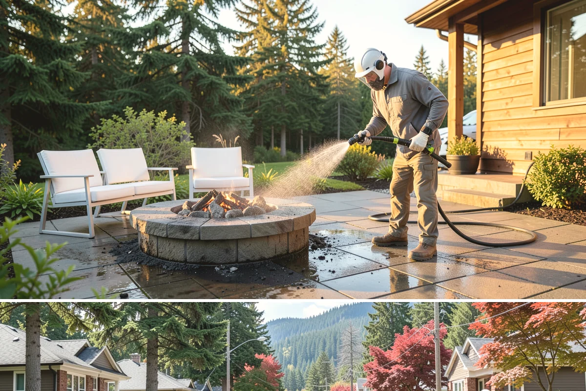 House Washing in Hunts Point, King County, WA - Late spring through early fall gives the driest windows for treatment to dwell and dry properly before the next rain.