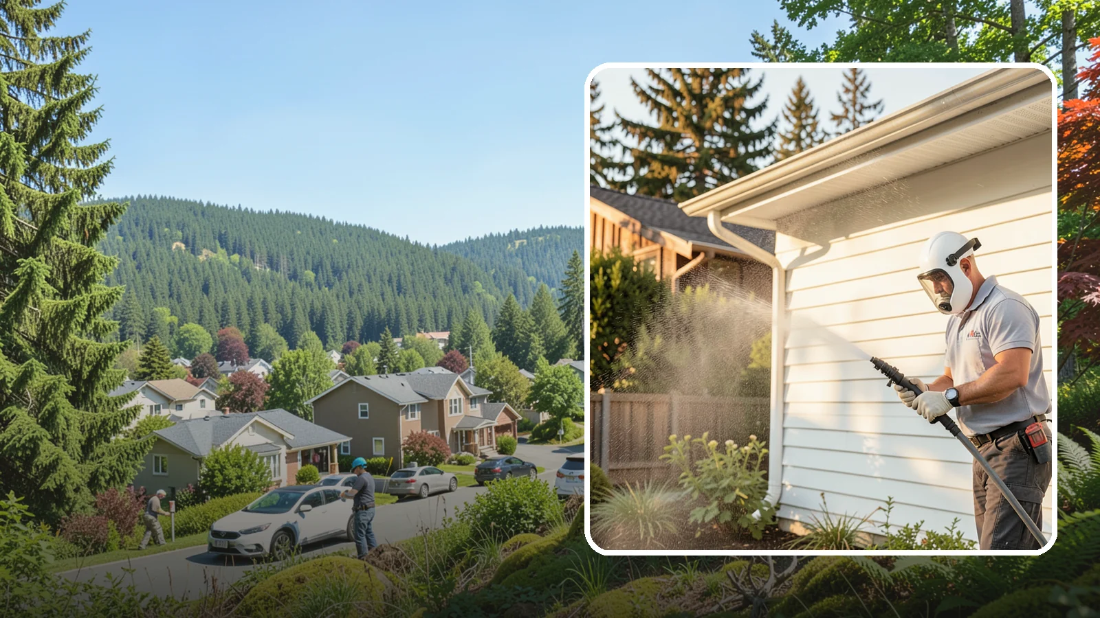 House Washing in Index, Snohomish County, WA - Our house washing lifts the green film, mildew, and grime that Western Washington's damp climate leaves on your siding.
