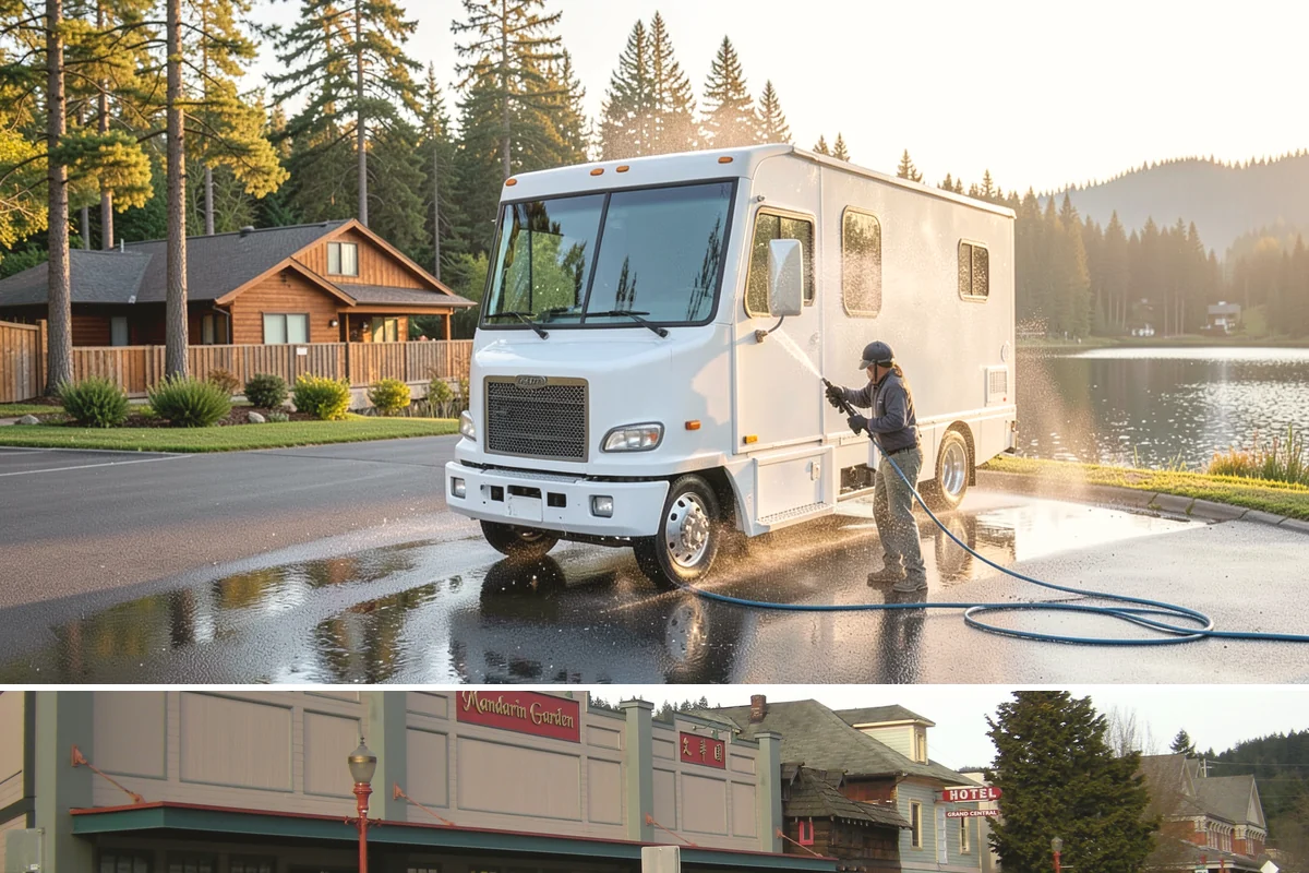 House Washing in Issaquah, King County, WA - Late spring through early fall gives the driest windows for treatment to dwell and dry properly before the next rain.