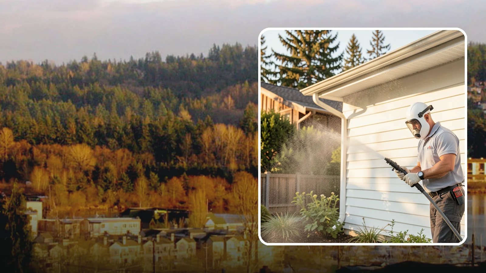 House Washing in Kenmore, King County, WA - Our house washing lifts the green film, mildew, and grime that Western Washington's damp climate leaves on your siding.