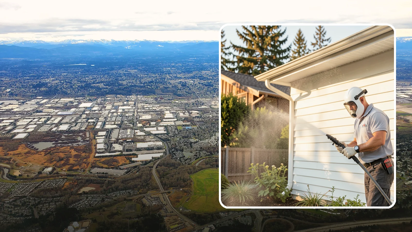 House Washing in Kent, King County, WA - Our house washing lifts the green film, mildew, and grime that Western Washington's damp climate leaves on your siding.