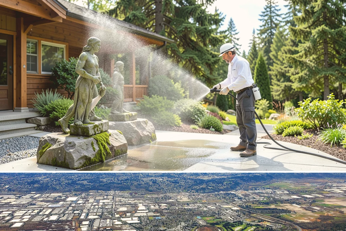 House Washing in Kent, King County, WA - Late spring through early fall gives the driest windows for treatment to dwell and dry properly before the next rain.