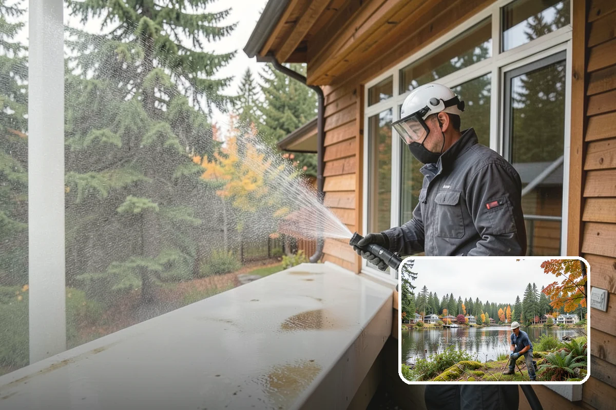 House Washing in La Conner, Skagit County, WA - Removes the tell-tale green sheen that shade and moisture create