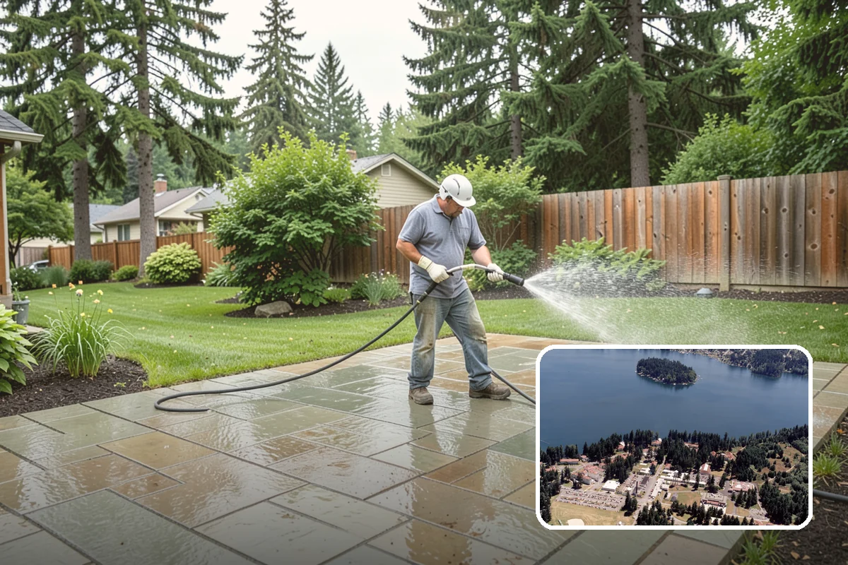 House Washing in Lakewood, Pierce County, WA - Removes the tell-tale green sheen that shade and moisture create